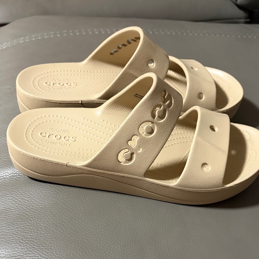 CROCS BAYA PLARFORM SLIDE ICONIC COMFORT Tan Sandals - Picture 5 of 8